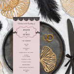 Black Lace on Soft Pink Custom Wedding Programme<br><div class="desc">These beautiful wedding programs are easy to customise with all of your ceremony details. My black lace illustrations are set against a soft pink background for a stylish, modern look. The two sided program cards have the bride and groom's names on the front as well as the ceremony schedule of...</div>