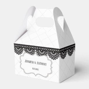 Black Lace on White Custom Wedding Favour Box