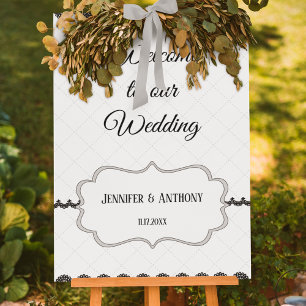 Black Lace on White Custom Wedding Poster