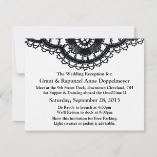 Black Lace on White (Post-Wedding Reception) Invitation
