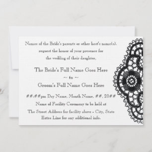 Black Lace on White (Wedding Invitation) Invitation