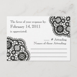 Black Lace on White (Wedding Reply Cards) RSVP Card