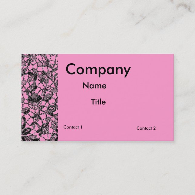 black lace over pink feminine business card (Front)