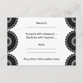 Black Lace Pattern Design. Custom RSVP Card