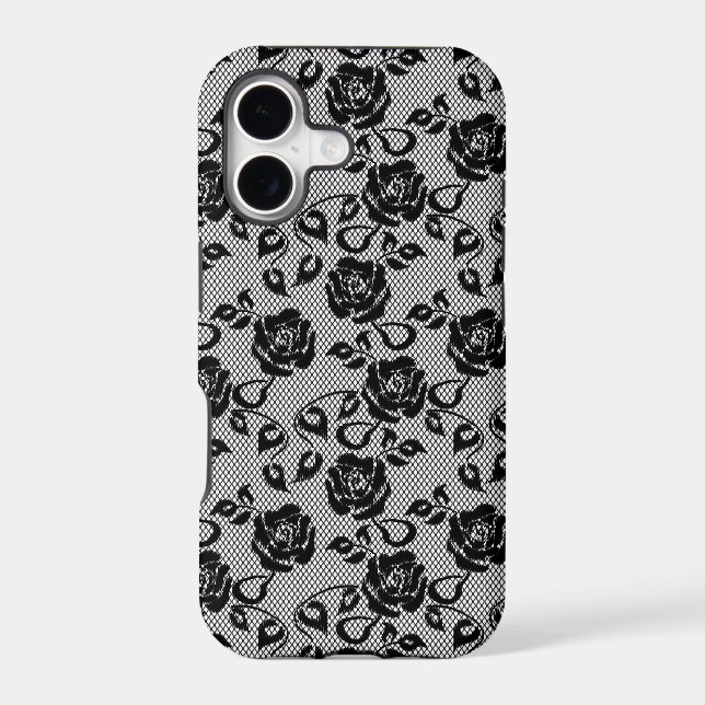 Black lace pattern on white background (Back)