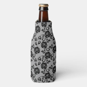 Black lace pattern on white background bottle cooler