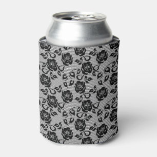 Black lace pattern on white background can cooler