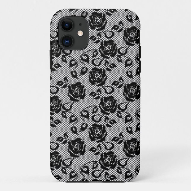 Black lace pattern on white background Case-Mate iPhone case (Back)