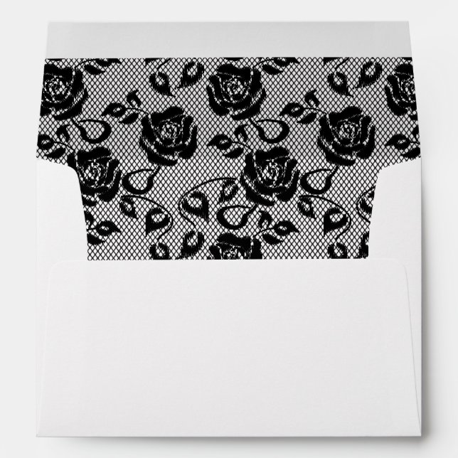 Black lace pattern on white background envelopes (Back (Bottom))