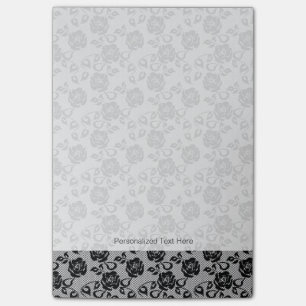 Black lace pattern on white background post-it notes