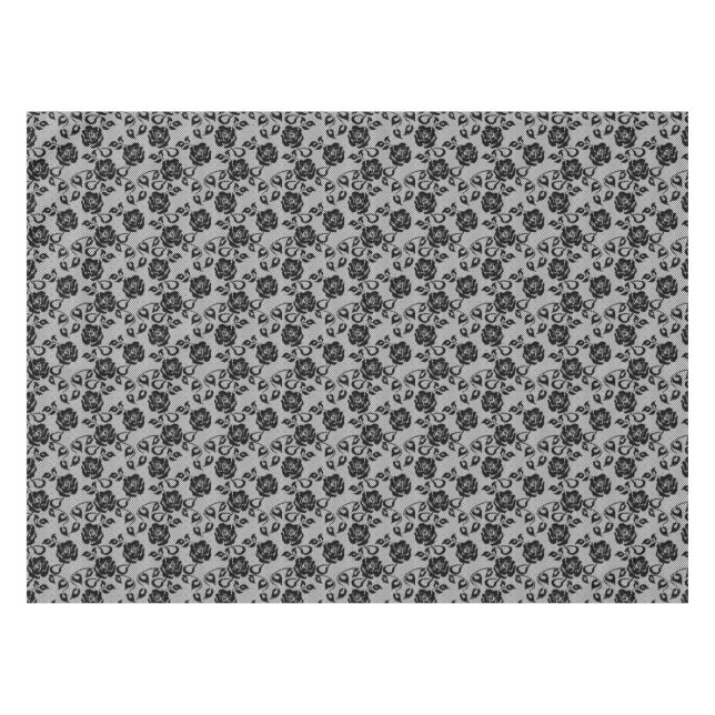 Black lace pattern on white background tablecloth (Front (Horizontal))