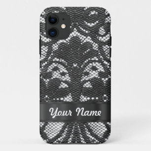 Black lace personalised iPhone 11 case