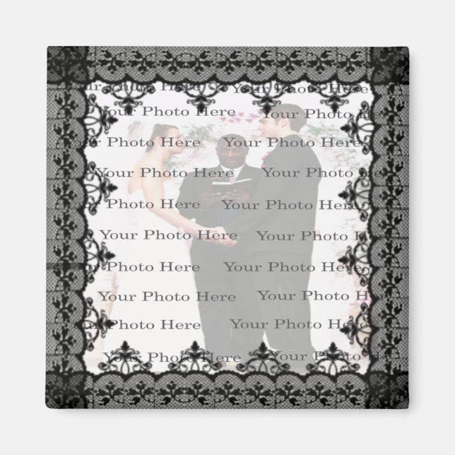 Black Lace Photo Square Magnet (Front)