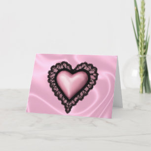 Black Lace Pink Valentine's Day Heart Card