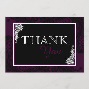 Black Lace Plum Modern Goth Thank You Card