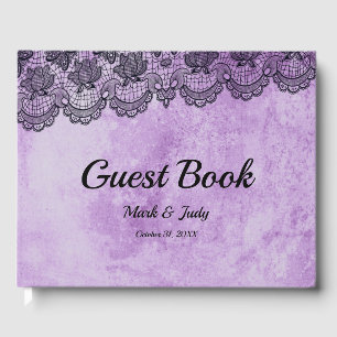 Black Lace Purple Gothic Wedding Guest Book