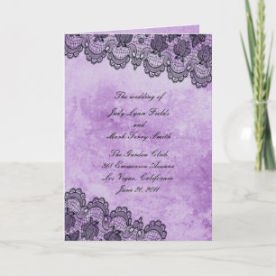Black Lace Purple Gothic Wedding Programme