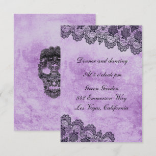 Black Lace Purple Gothic Wedding Reception Enclosure Card