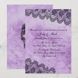 Black Lace Purple Gothic Wedding Rehearsal Dinner Invitation