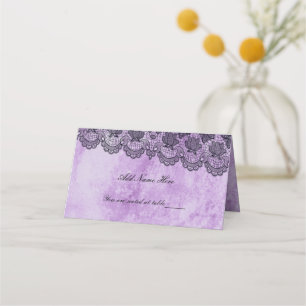 Black Lace Purple Gothic Wedding Table Place Card