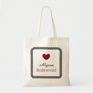 Black Lace Red Heart Bridesmaid Wedding Bag V02