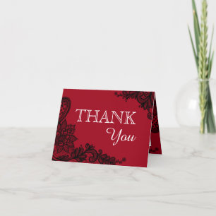 Black Lace Red Modern Goth Thank You
