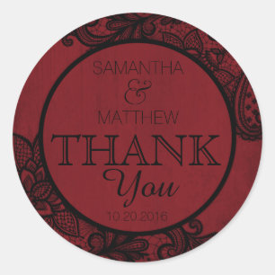 Black Lace Red Modern Goth Thank You Label