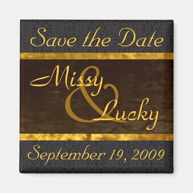 Black Lace Save the Date Magnet (Front)