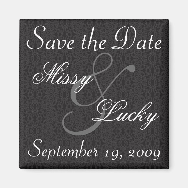 Black Lace Save the Date Magnet (Front)