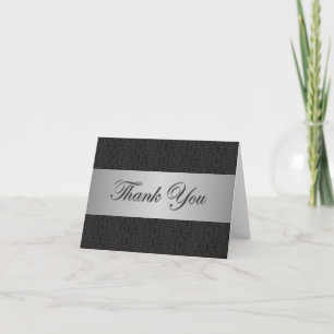 Black Lace & Silver Ribbon Thank You Card