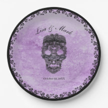 Black Lace Skull Purple Gothic Wedding
