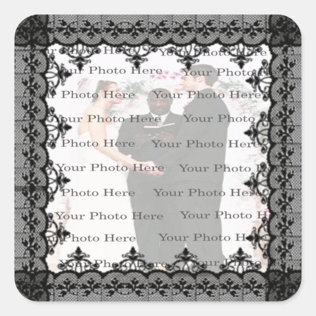 Black Lace Square Photo Stickers (Front)