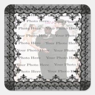 Black Lace Square Photo Stickers
