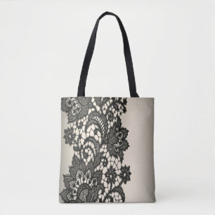 black lace tote bag
