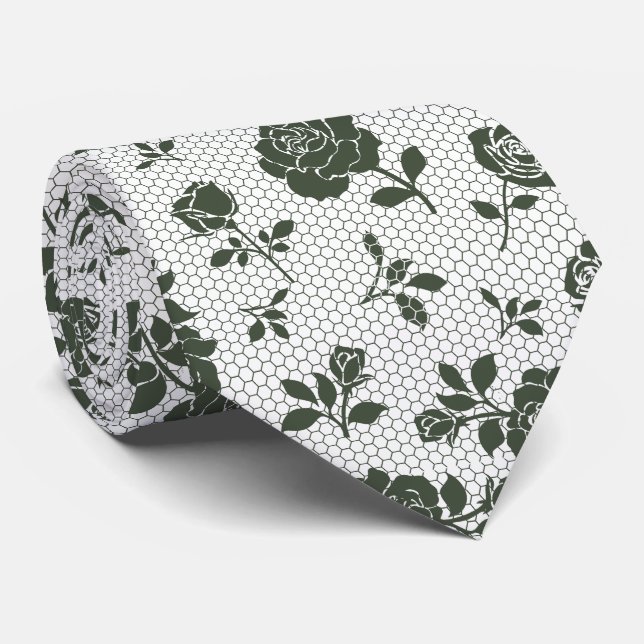 Black Lace Vintage Tie (Rolled)