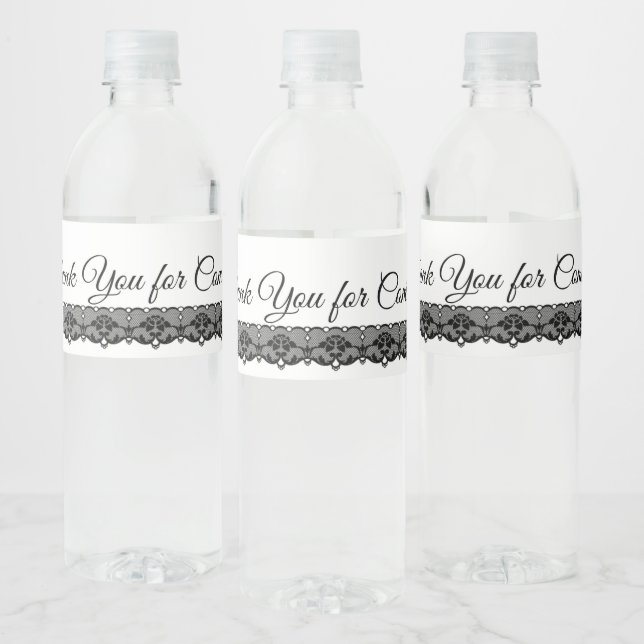 Black Lace Water Bottle Labels for Wedding (Bottles)