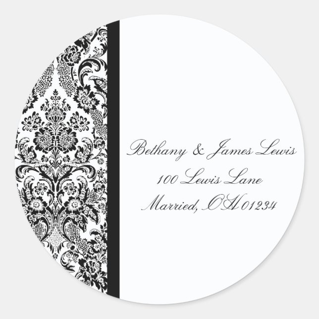 Black Lace Wedding Address Label Stickers (Front)