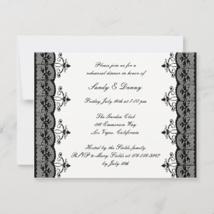 Black Lace Wedding Rehearsal Dinner Invitation