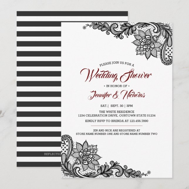 Black Lace Wedding Shower Invitation (Front/Back)