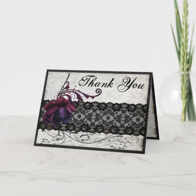 Black Lace Wedding Thank You (Front)