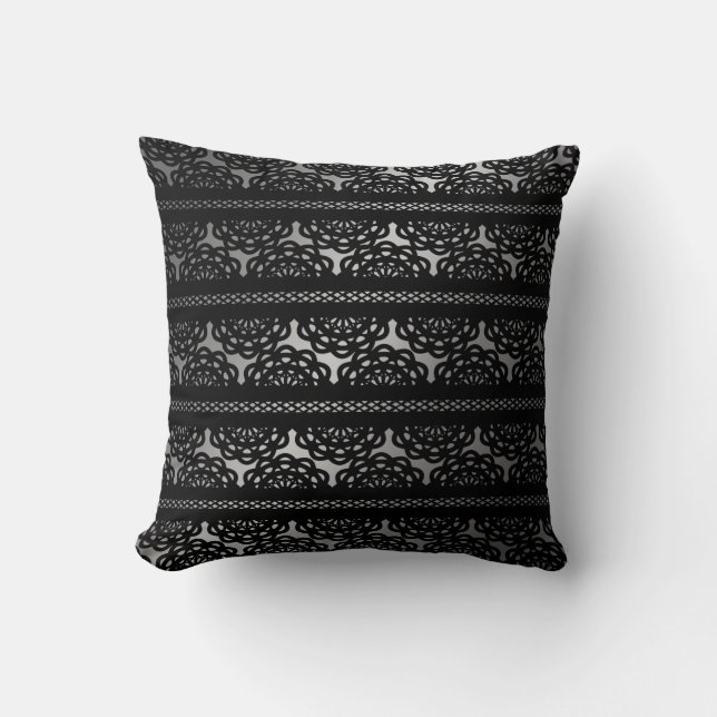 Black Lace With Grey and White Gradient Cushion (Front)