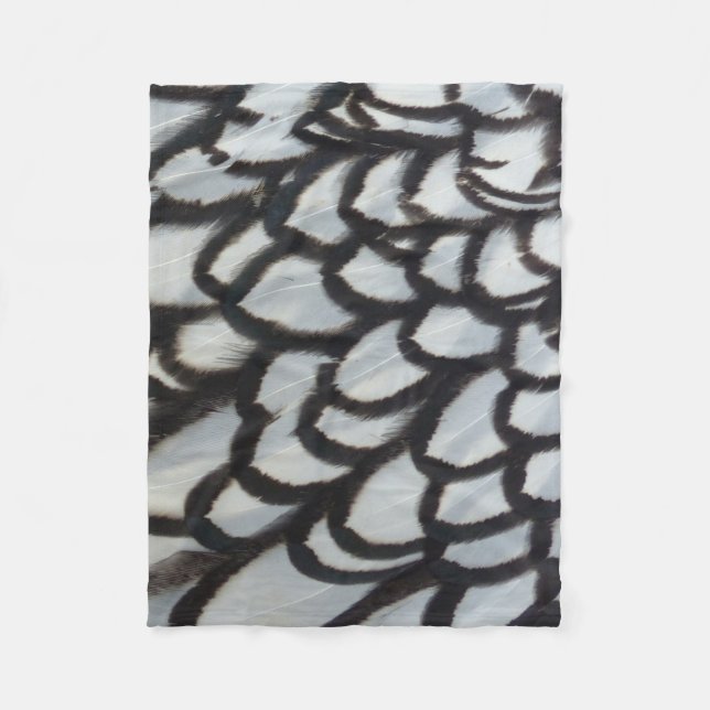 Black Laced Wyandotte Chicken Feather Fleece Blanket (Front)
