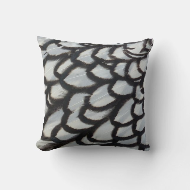 Black Laced Wyandotte Feather Cushion (Front)