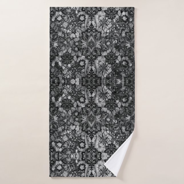 Black Lacework Artistry Bathroom Towel Set  (Bath Towel)