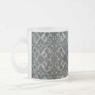 Black Lacework Artistry Frosted Glass Mug