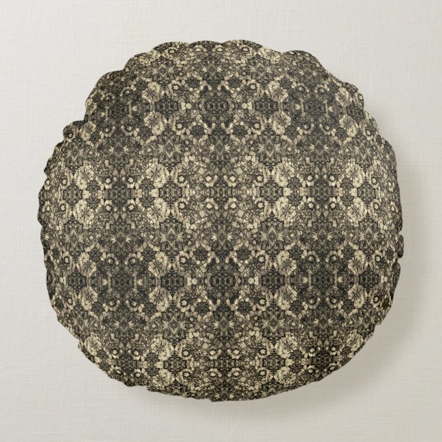 Black Lacework Artistry Round Cushion (Front)