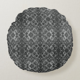 Black Lacework Artistry Round Round Cushion