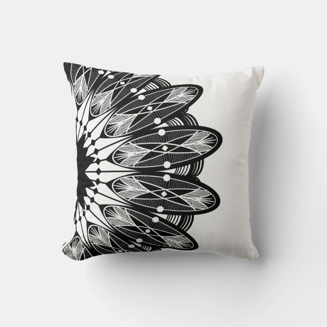 Black Lacey Mandala Cushion (Front)