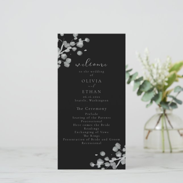 Black Lacquer Wedding Program (Standing Front)