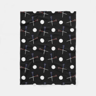 Black lacrosse pattern fleece blanket
